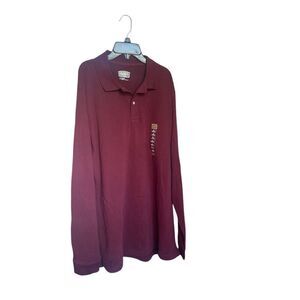 NWT Men’s Foundry Supply Co Long Sleeve Pullover Polo Shirt Size LT Burgundy